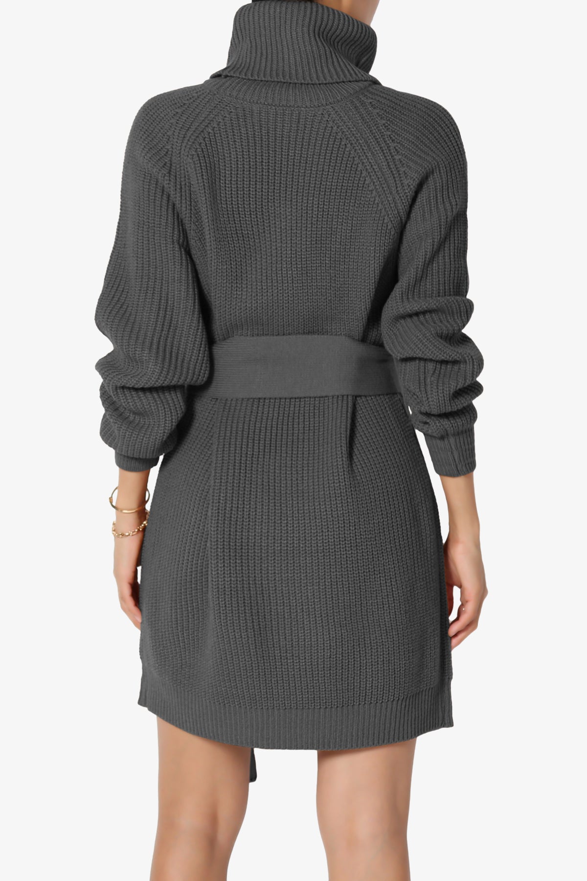 Arkin Turtle Neck Pullover Sweater Mini Dress ASH GREY_2