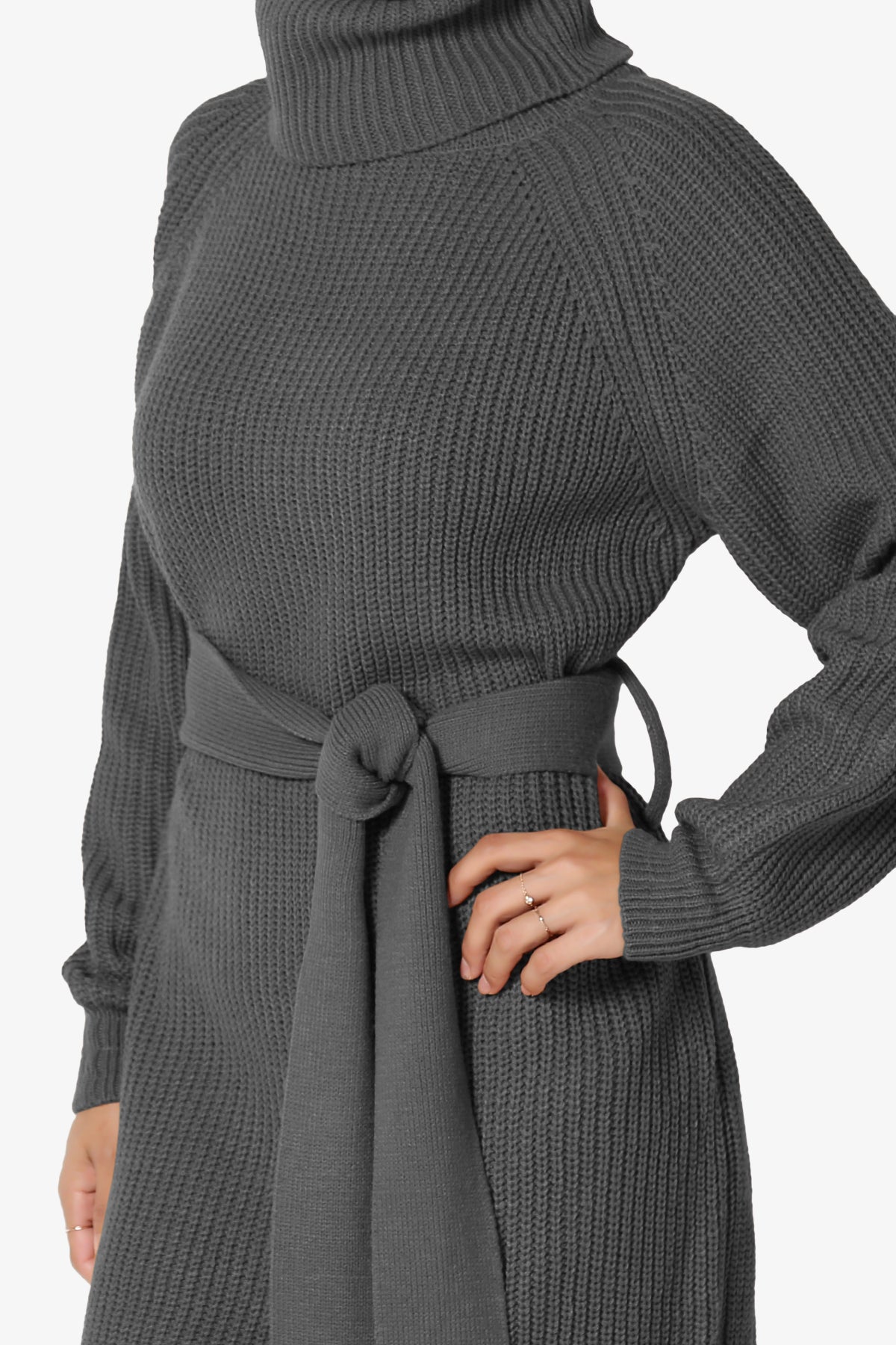 Arkin Turtle Neck Pullover Sweater Mini Dress ASH GREY_5