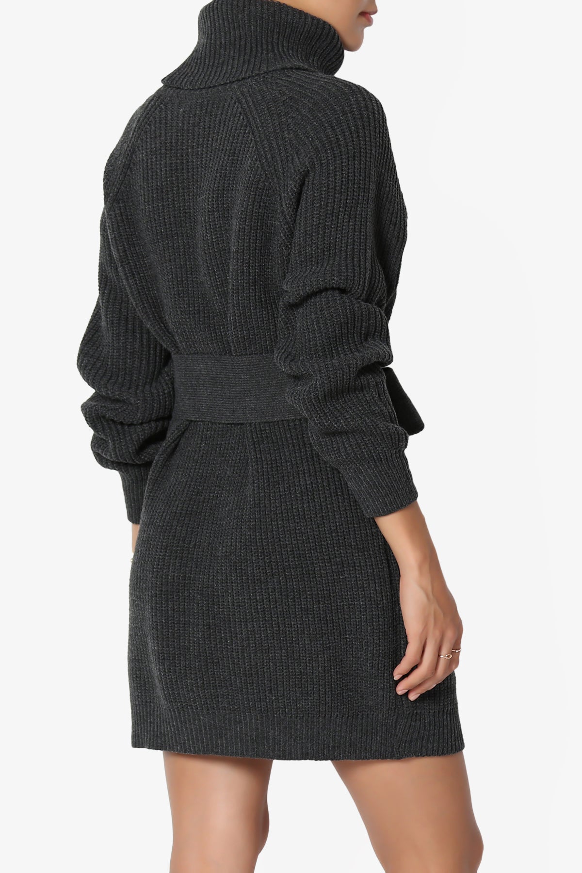 Arkin Turtle Neck Pullover Sweater Mini Dress CHARCOAL_4