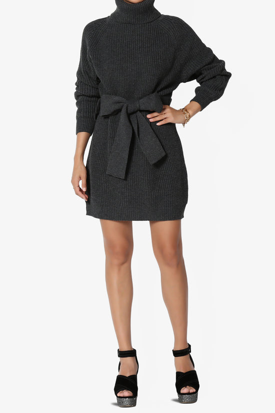 Arkin Turtle Neck Pullover Sweater Mini Dress CHARCOAL_6