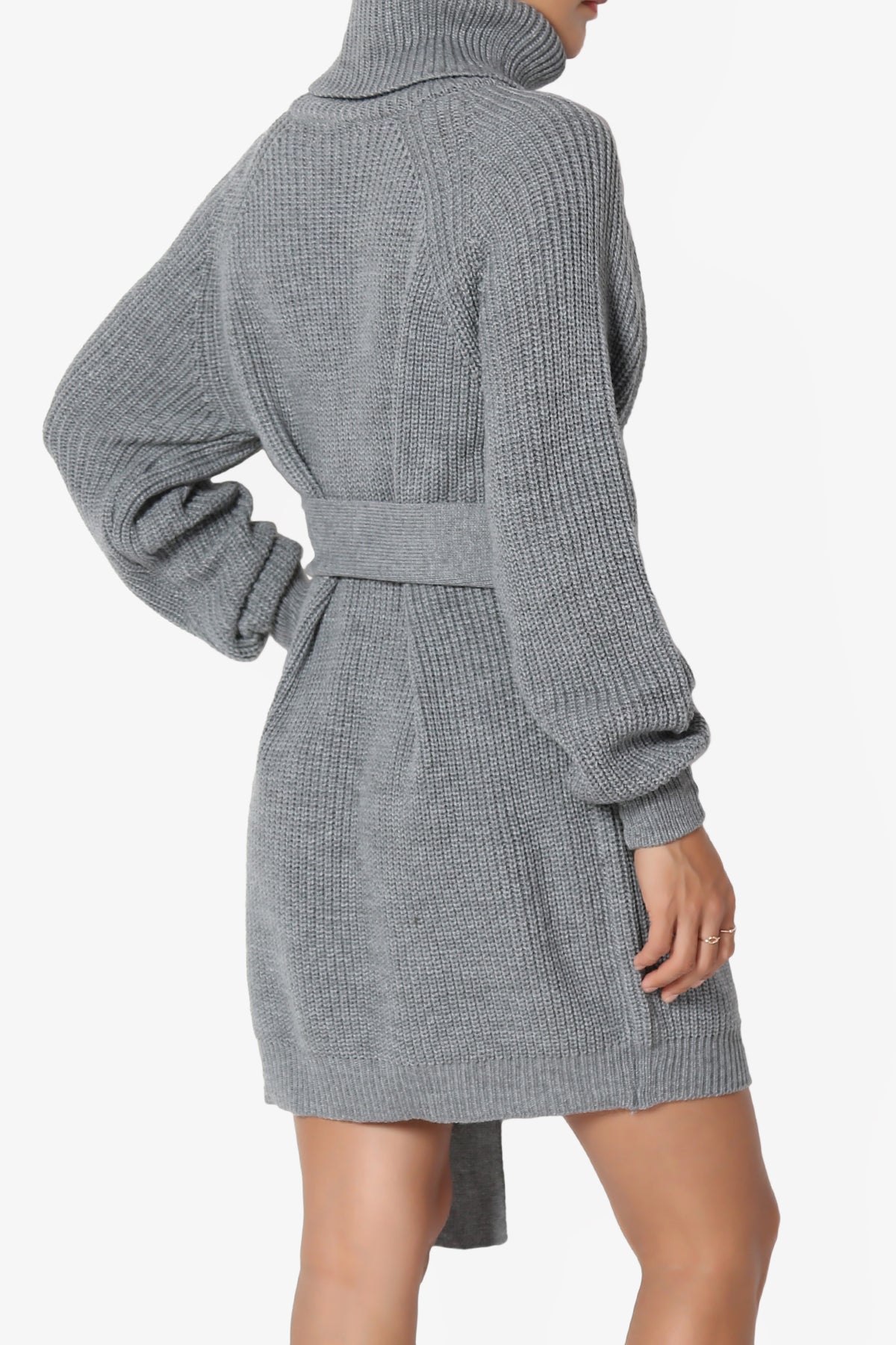 Load image into Gallery viewer, Arkin Turtle Neck Pullover Sweater Mini Dress HEATHER GREY_4
