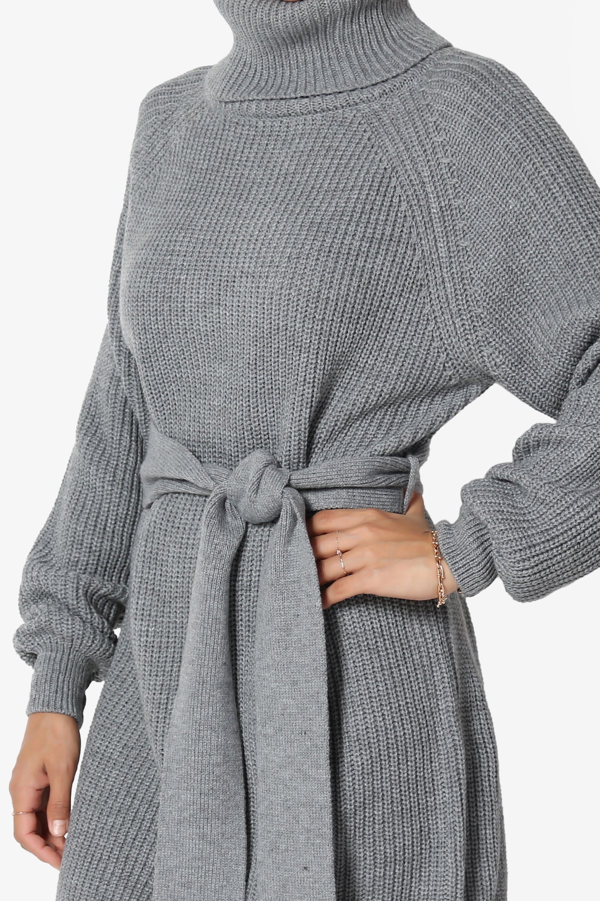 Load image into Gallery viewer, Arkin Turtle Neck Pullover Sweater Mini Dress HEATHER GREY_5
