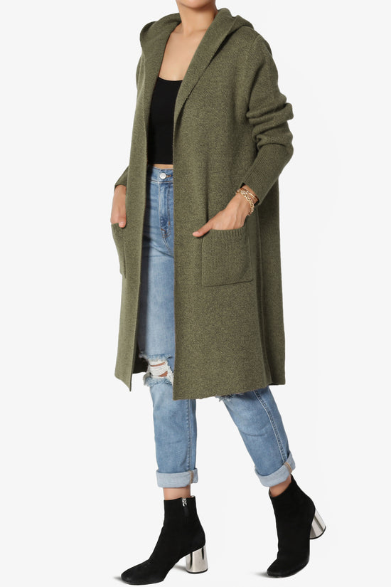 Load image into Gallery viewer, Portola Hooded Longline Cardigan OLIVE_3
