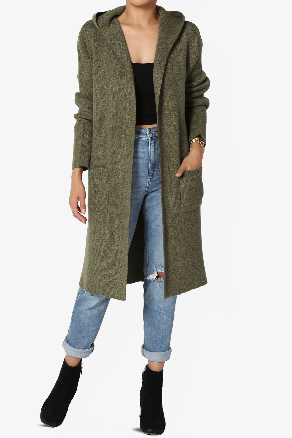 Hooded Open Duster Cardigan With Pockets – chaser
