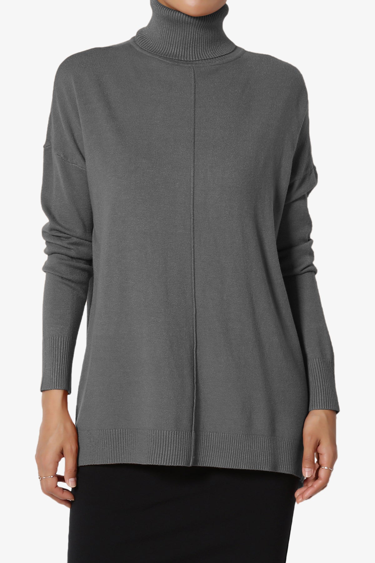 Load image into Gallery viewer, Henley Turtle Neck Knit Sweater ASH GREY_1

