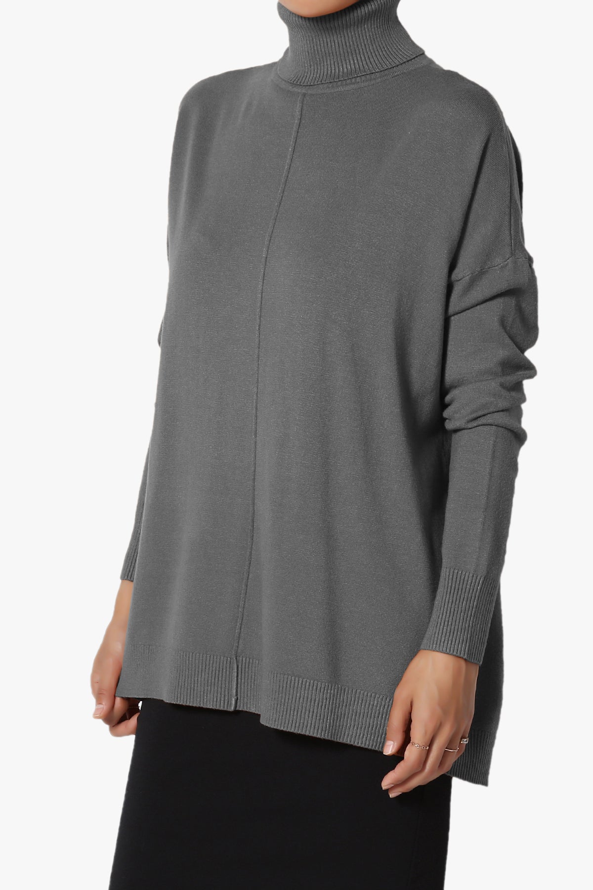 Load image into Gallery viewer, Henley Turtle Neck Knit Sweater ASH GREY_3
