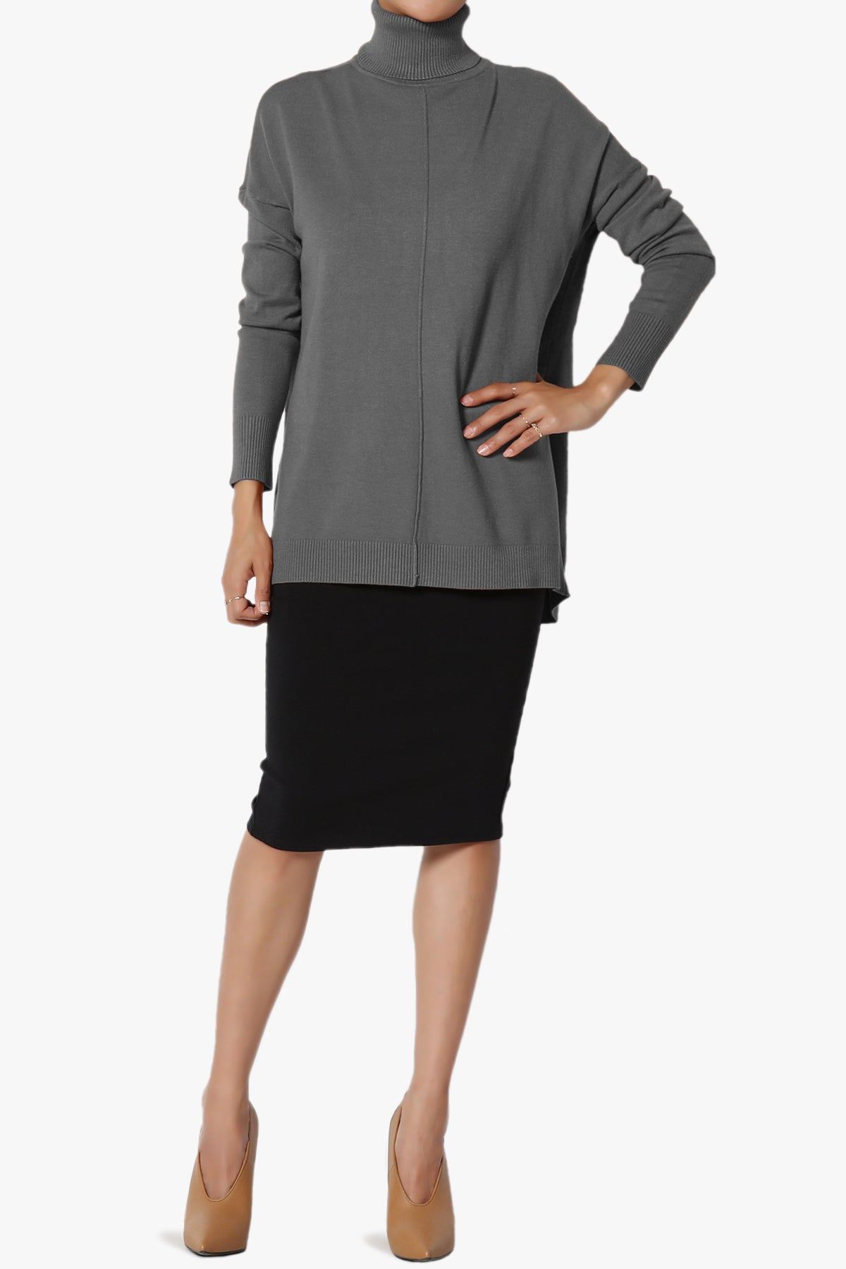 Load image into Gallery viewer, Henley Turtle Neck Knit Sweater ASH GREY_6
