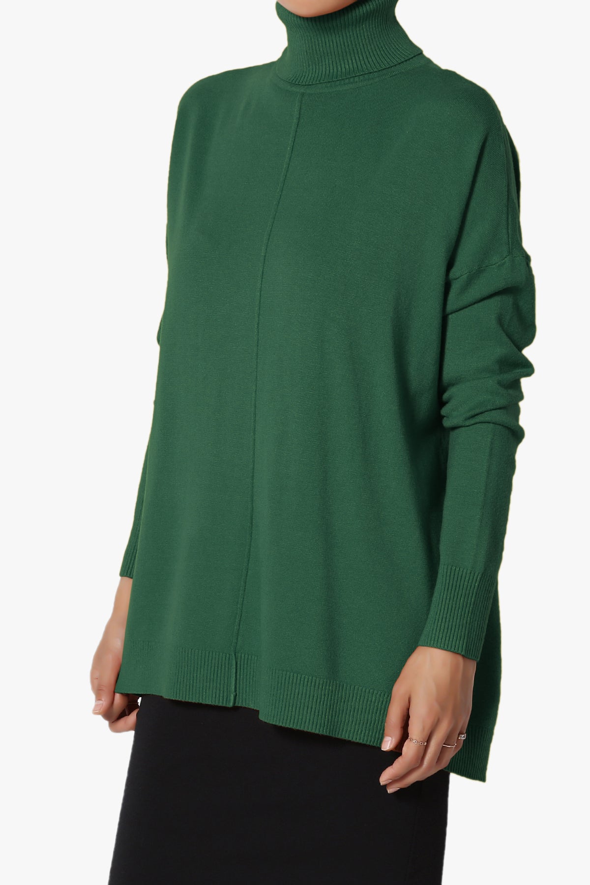 Load image into Gallery viewer, Henley Turtle Neck Knit Sweater DARK GREEN_3
