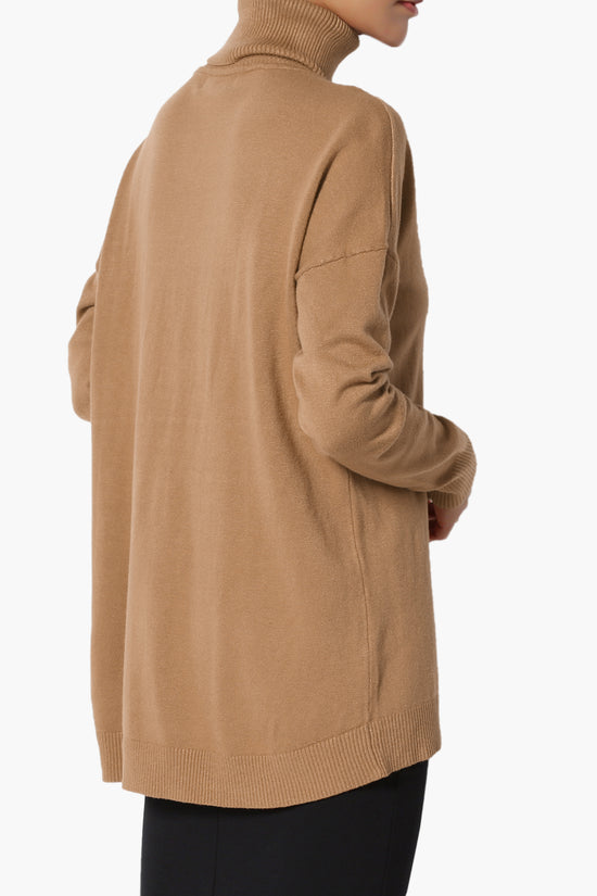 Load image into Gallery viewer, Henley Turtle Neck Knit Sweater DEEP CAMEL_4
