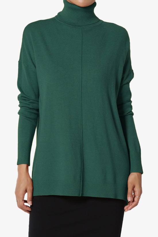 Load image into Gallery viewer, Henley Turtle Neck Knit Sweater DEEP GREEN_1
