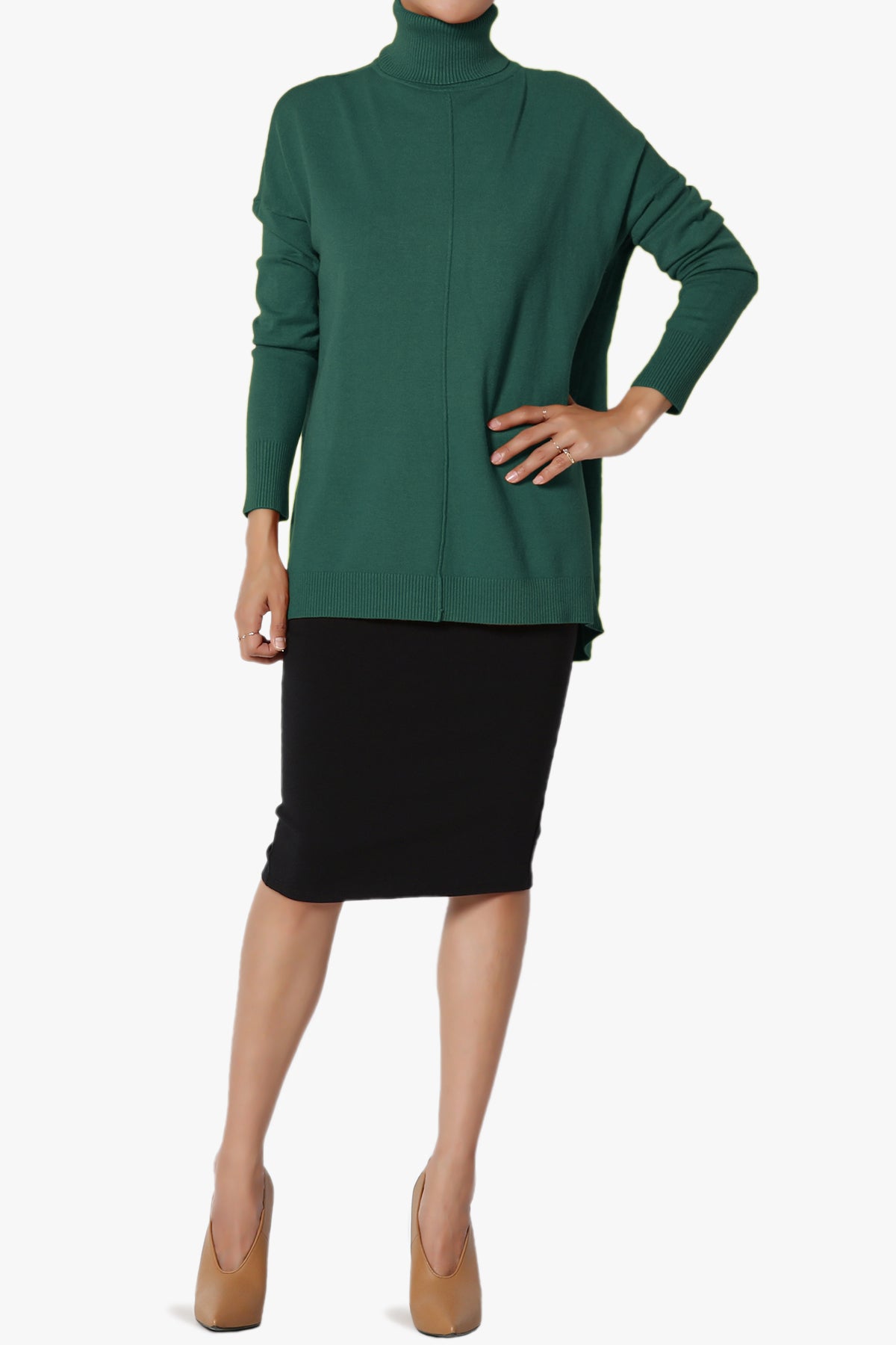 Load image into Gallery viewer, Henley Turtle Neck Knit Sweater DEEP GREEN_6
