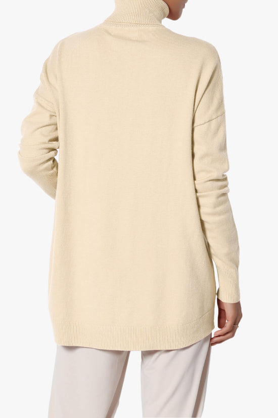 Henley Turtle Neck Knit Sweater TAUPE_2