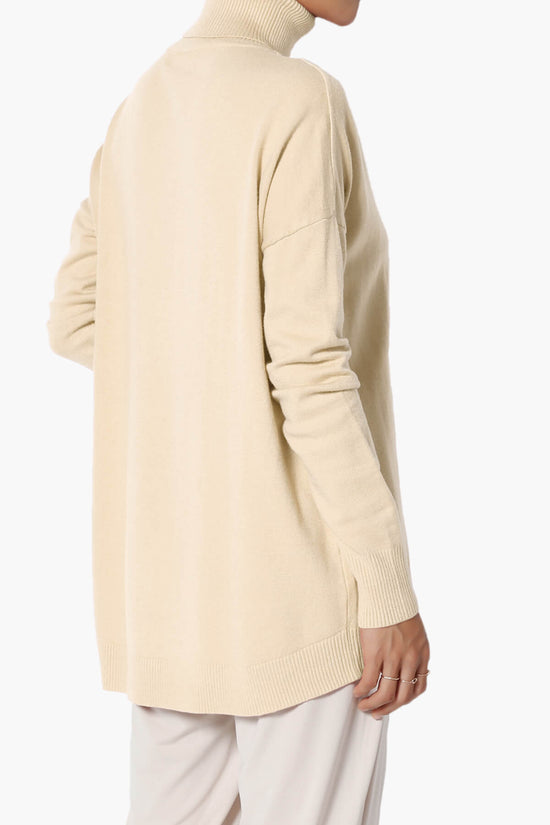Henley Turtle Neck Knit Sweater TAUPE_4
