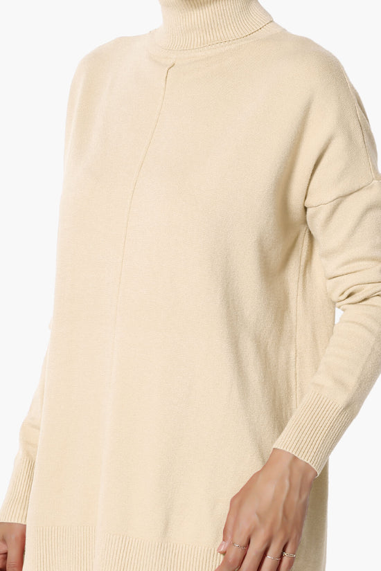 Henley Turtle Neck Knit Sweater TAUPE_5