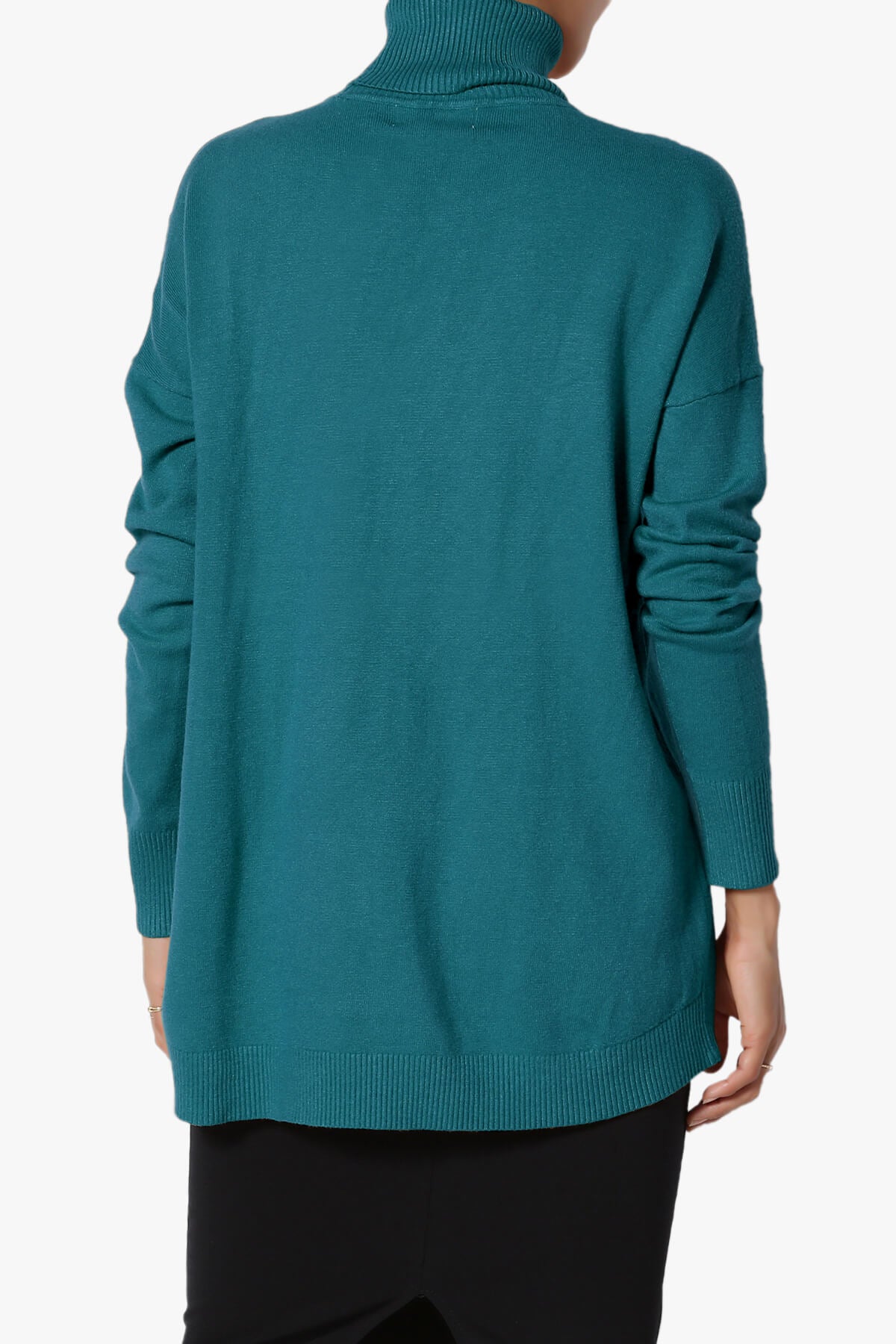 Henley Turtle Neck Knit Sweater TEAL_2