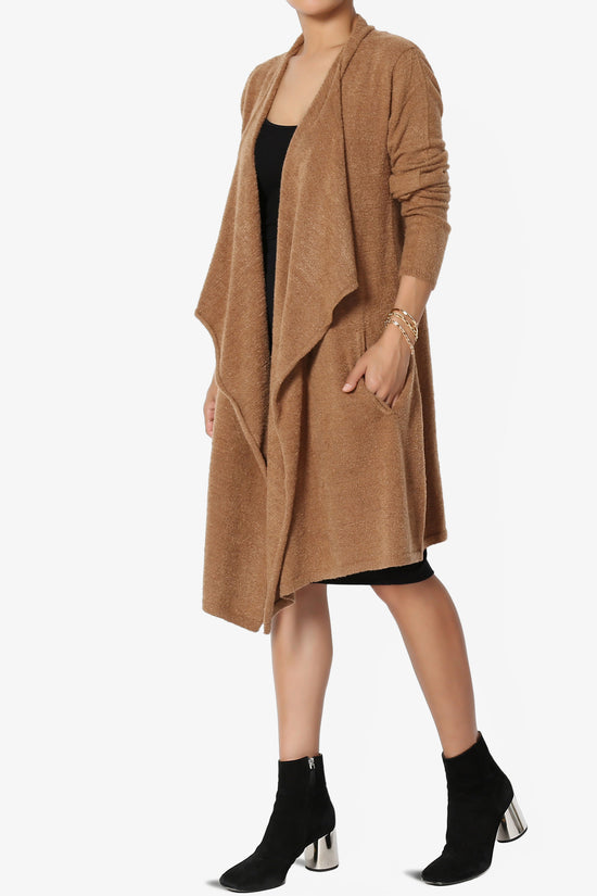 Load image into Gallery viewer, Tish Waterfall Longline Knit Cardigan DEEP CAMEL_3
