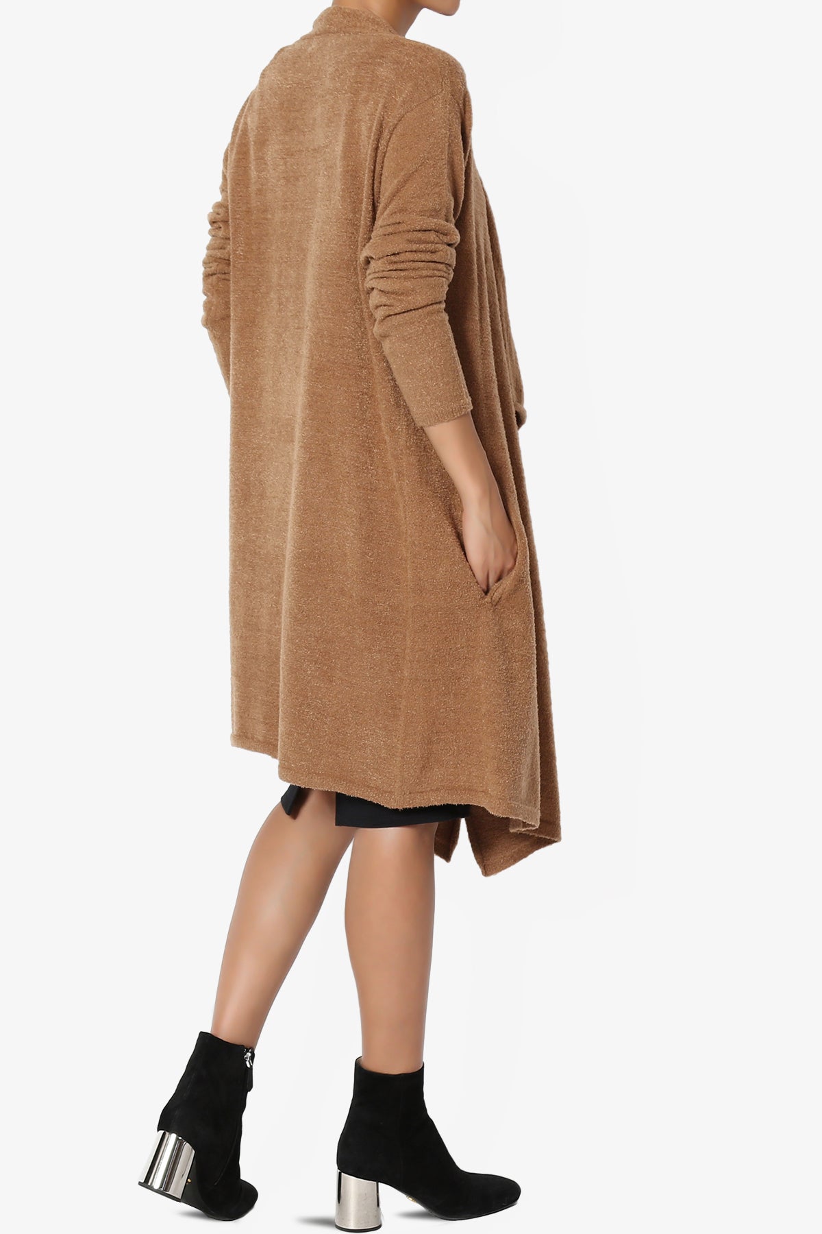 Load image into Gallery viewer, Tish Waterfall Longline Knit Cardigan DEEP CAMEL_4
