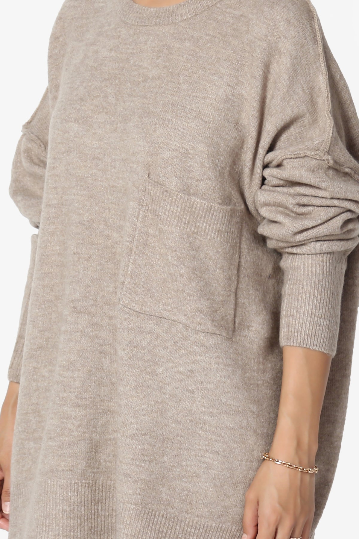 Taryn Loose Melange Knit Sweater COCOA_5
