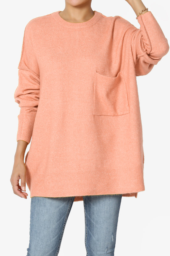 Taryn Loose Melange Knit Sweater CORAL_1