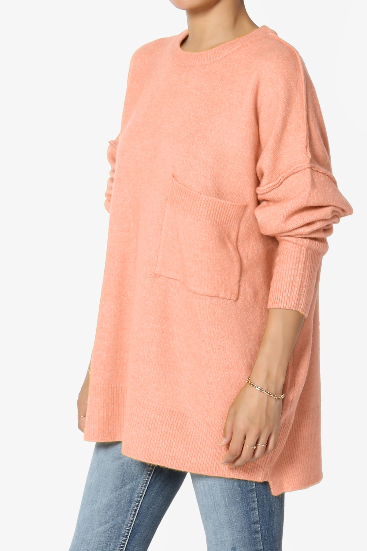 Load image into Gallery viewer, Taryn Loose Melange Knit Sweater CORAL_3
