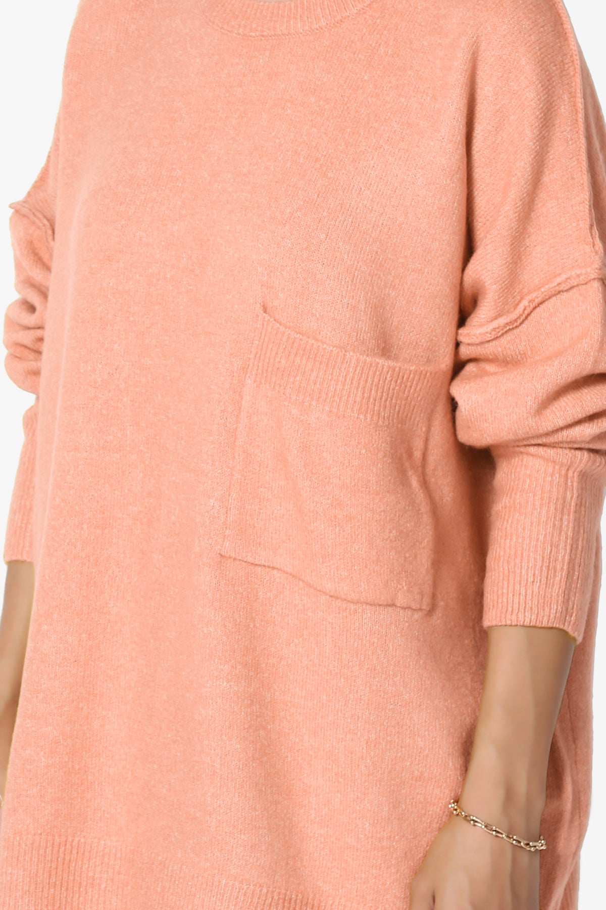 Taryn Loose Melange Knit Sweater CORAL_5