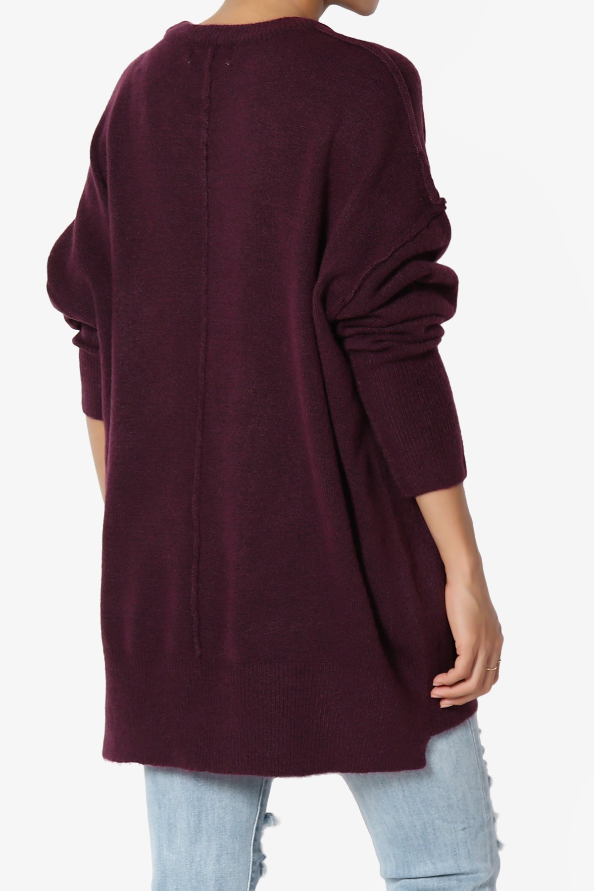 Taryn Loose Melange Knit Sweater DARK PLUM_4