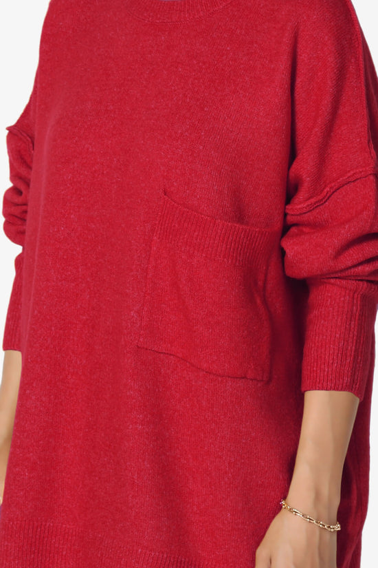 Load image into Gallery viewer, Taryn Loose Melange Knit Sweater DARK RED_5
