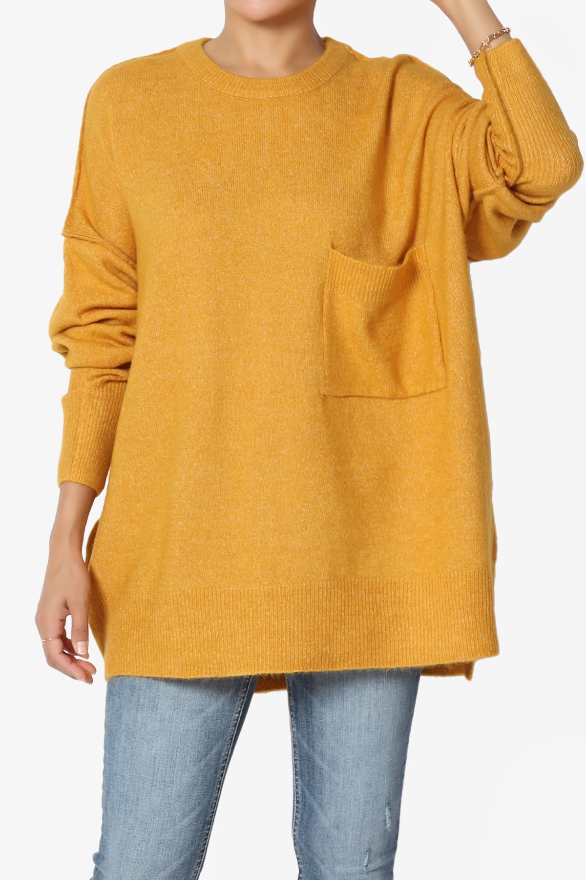Taryn Loose Melange Knit Sweater GOLDEN MUSTARD_1