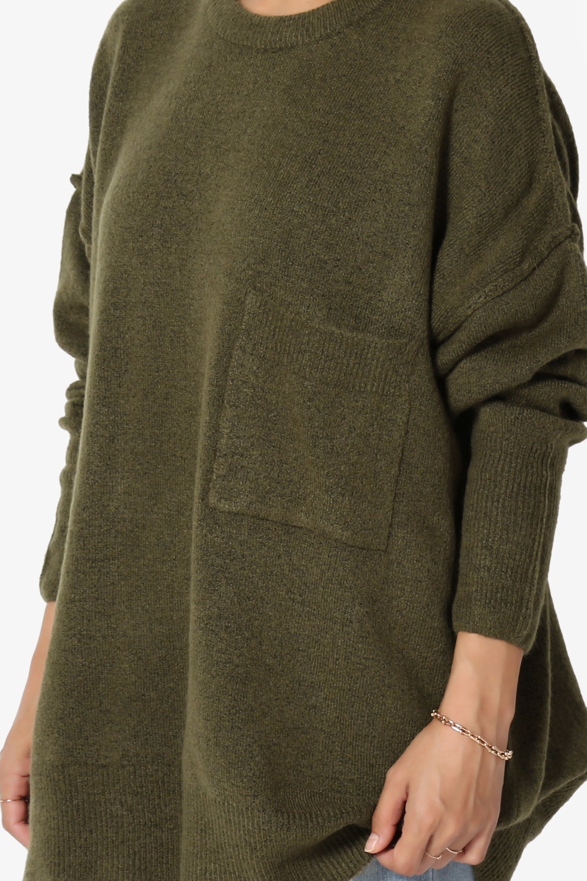 Load image into Gallery viewer, Taryn Loose Melange Knit Sweater OLIVE KHAKI_5
