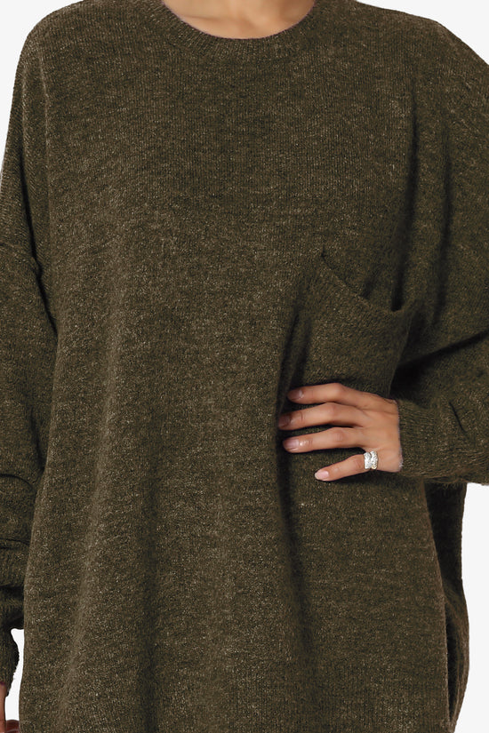 Taryn Loose Melange Knit Sweater OLIVE_5