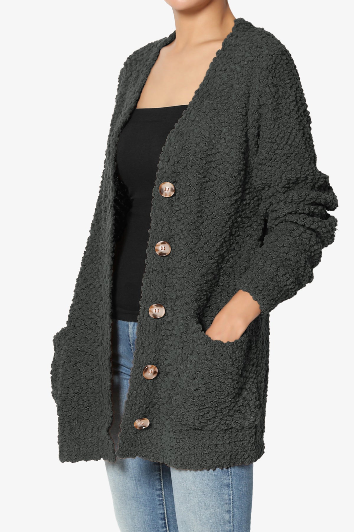 Load image into Gallery viewer, Barry Button Teddy Knit Sweater Cardigan ASH GREY_3
