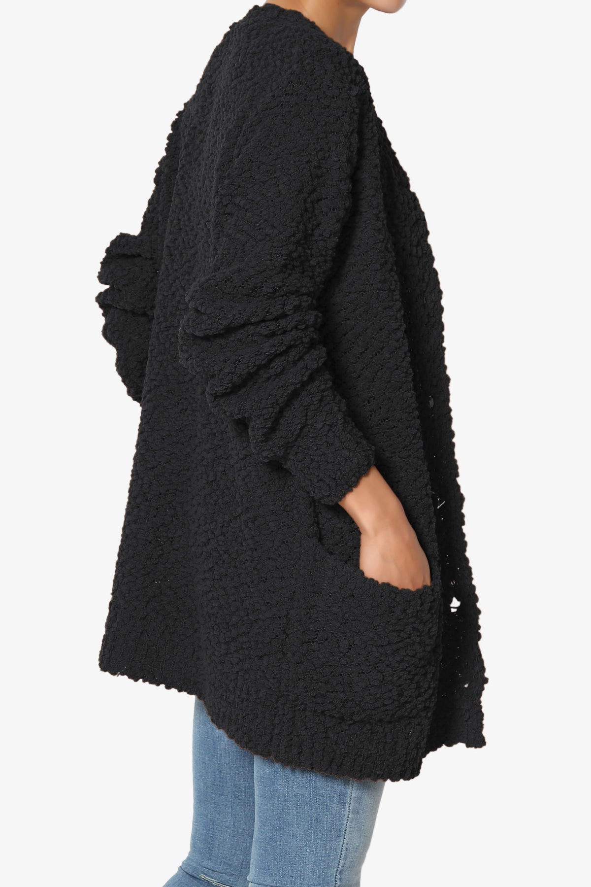Barry Button Teddy Knit Sweater Cardigan BLACK_4