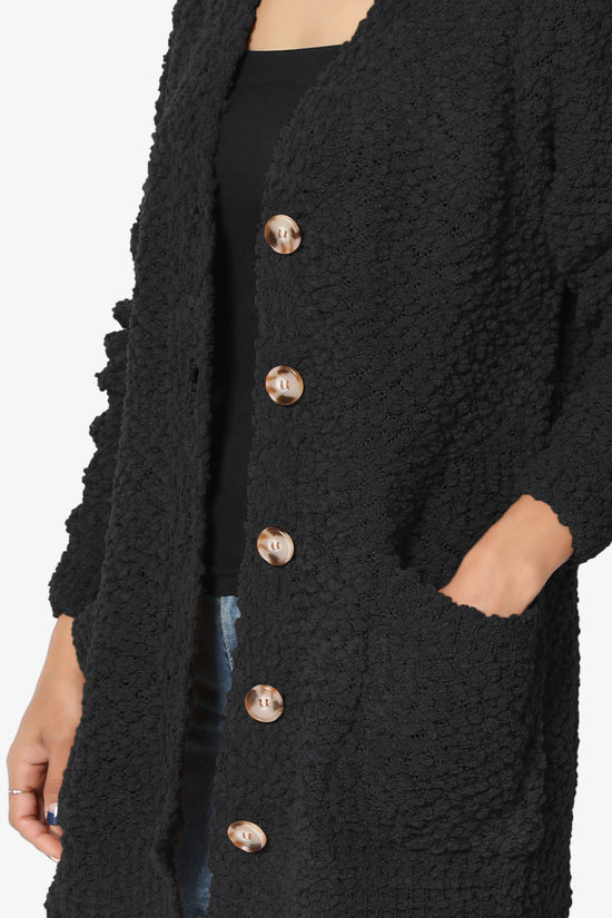 Barry Button Teddy Knit Sweater Cardigan BLACK_5