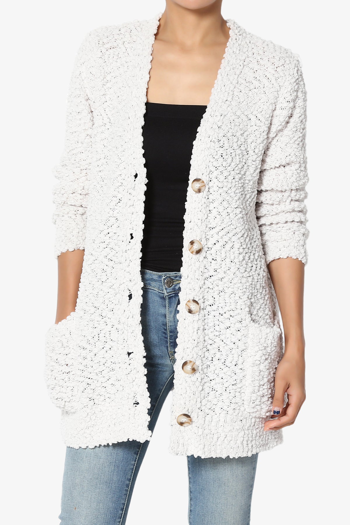 Load image into Gallery viewer, Barry Button Teddy Knit Sweater Cardigan BONE_1
