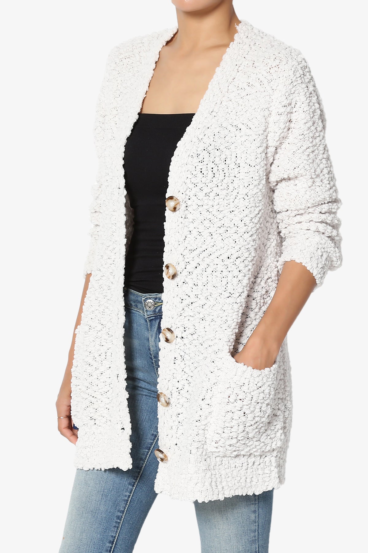 Load image into Gallery viewer, Barry Button Teddy Knit Sweater Cardigan BONE_3
