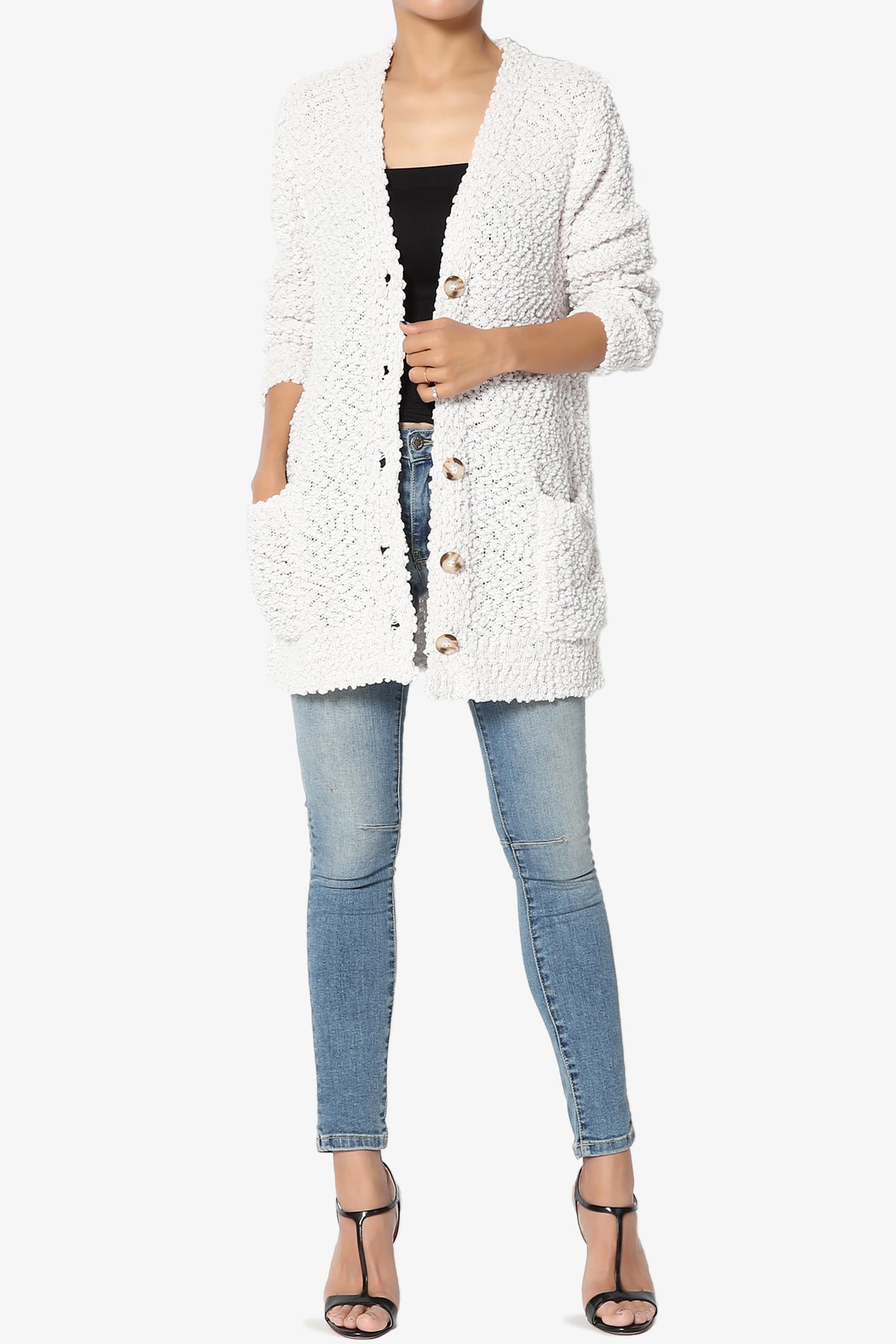 Load image into Gallery viewer, Barry Button Teddy Knit Sweater Cardigan BONE_6
