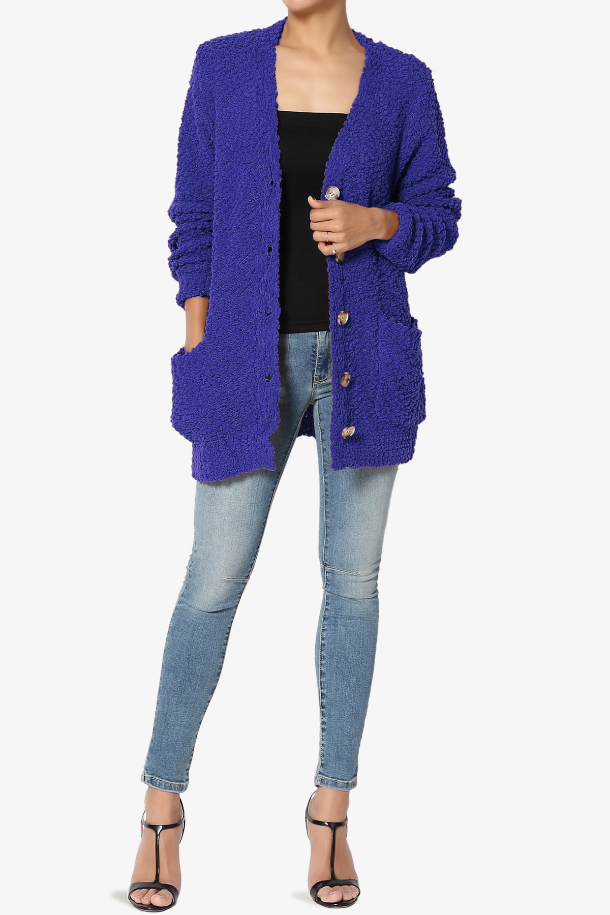Load image into Gallery viewer, Barry Button Teddy Knit Sweater Cardigan BRIGHT BLUE_6
