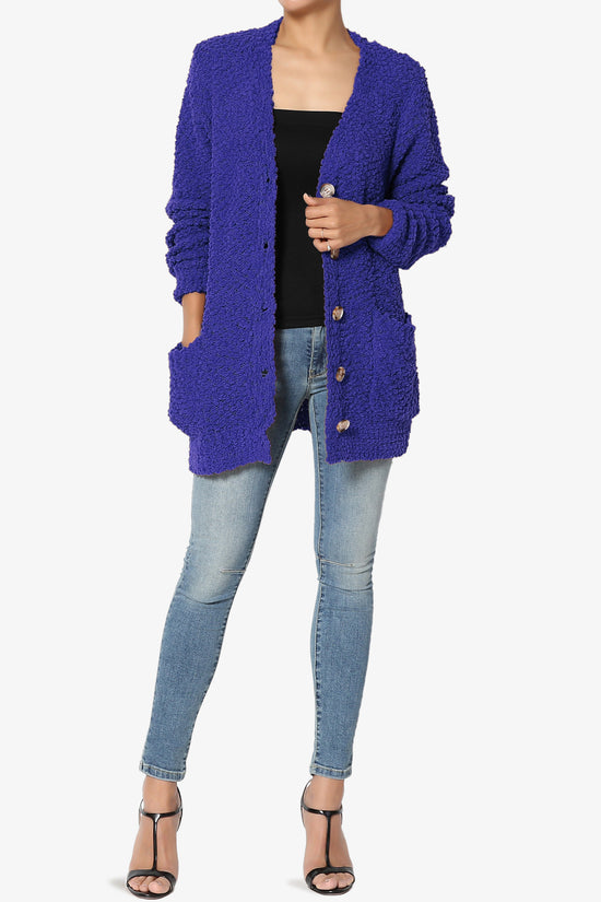 Barry Button Teddy Knit Sweater Cardigan BRIGHT BLUE_6