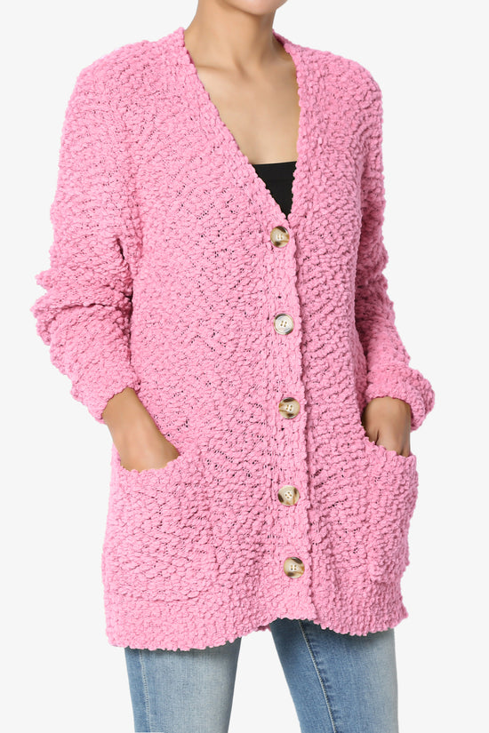 Barry Button Teddy Knit Sweater Cardigan CANDY PINK_3