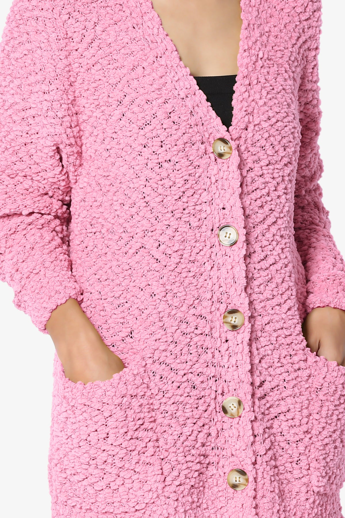 Barry Button Teddy Knit Sweater Cardigan CANDY PINK_5