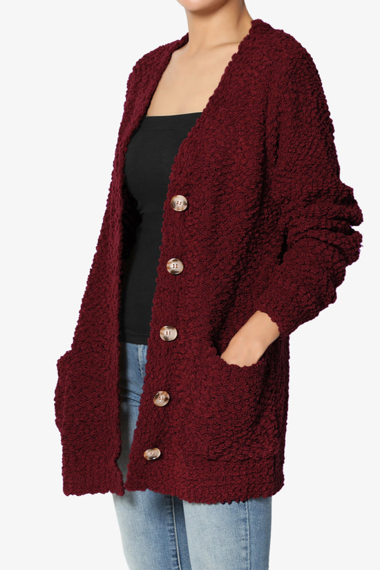 Load image into Gallery viewer, Barry Button Teddy Knit Sweater Cardigan DARK BURGUNDY_3
