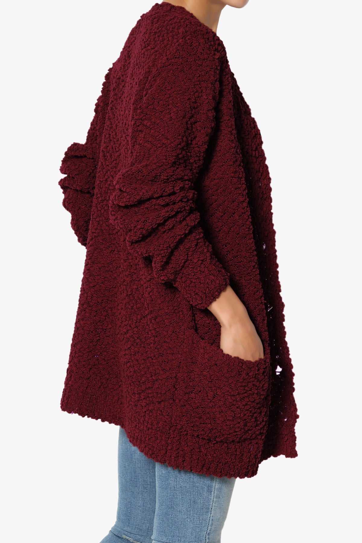 Load image into Gallery viewer, Barry Button Teddy Knit Sweater Cardigan DARK BURGUNDY_4
