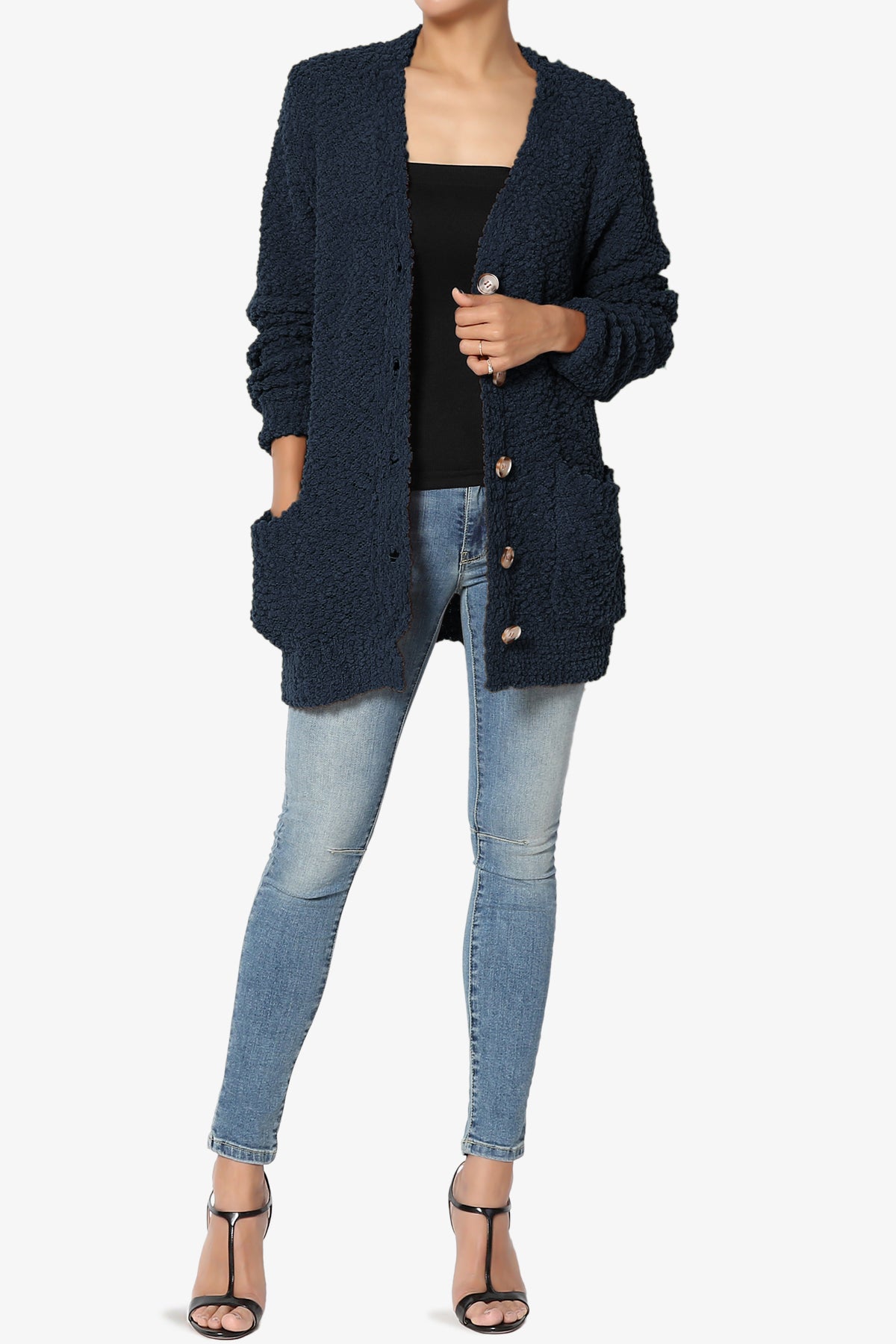 Load image into Gallery viewer, Barry Button Teddy Knit Sweater Cardigan DARK NAVY_6
