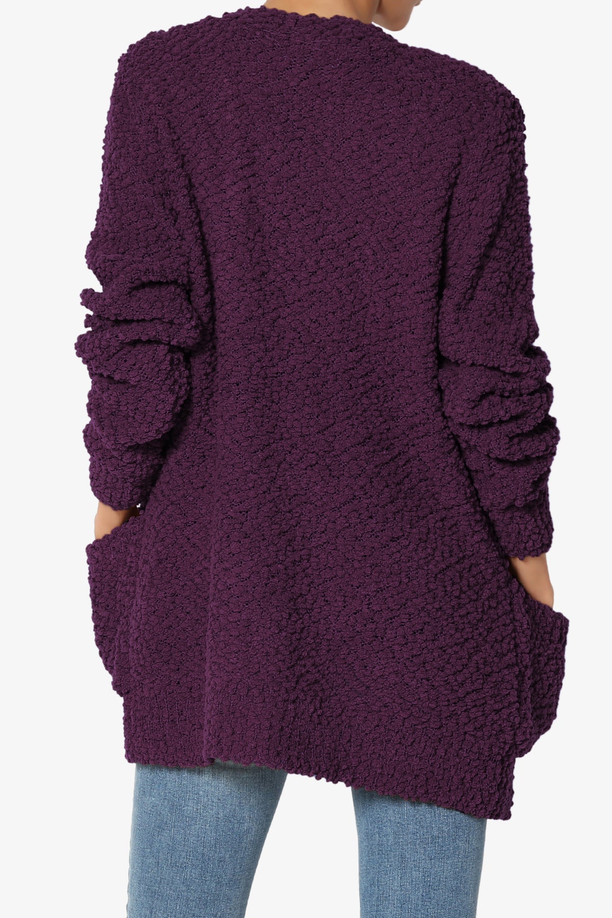 Barry Button Teddy Knit Sweater Cardigan DARK PLUM_2