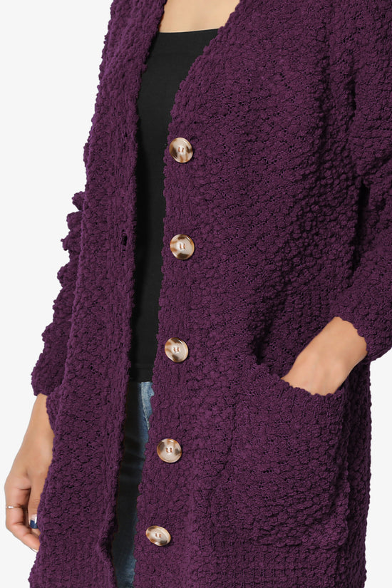 Load image into Gallery viewer, Barry Button Teddy Knit Sweater Cardigan DARK PLUM_5
