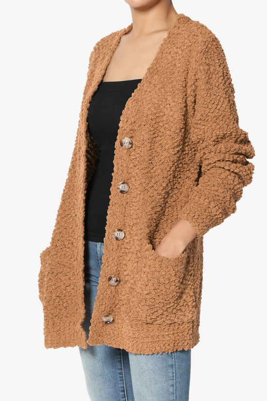 Load image into Gallery viewer, Barry Button Teddy Knit Sweater Cardigan DEEP CAMEL_3

