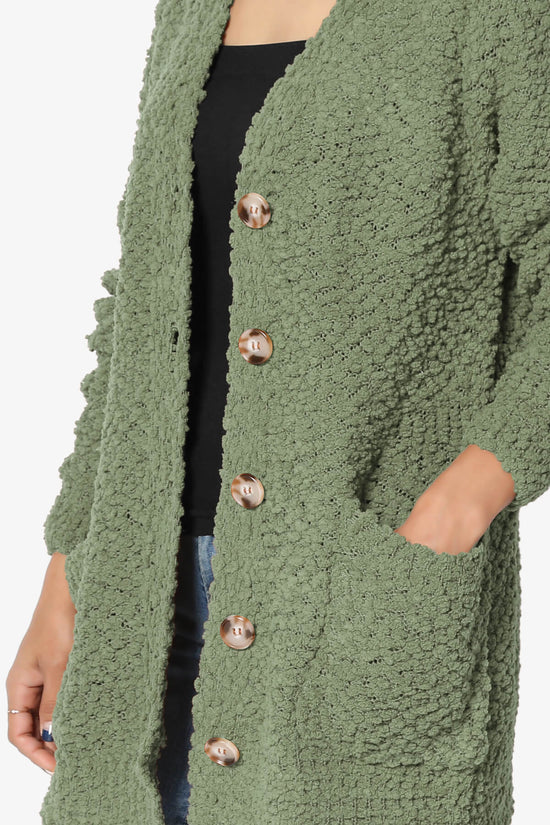 Barry Button Teddy Knit Sweater Cardigan DUSTY OLIVE_5