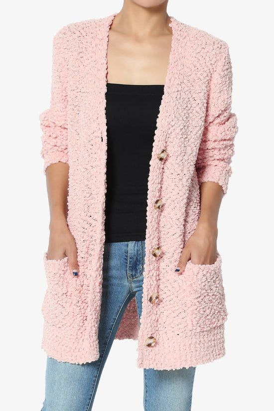 Barry Button Teddy Knit Sweater Cardigan DUSTY PINK_1