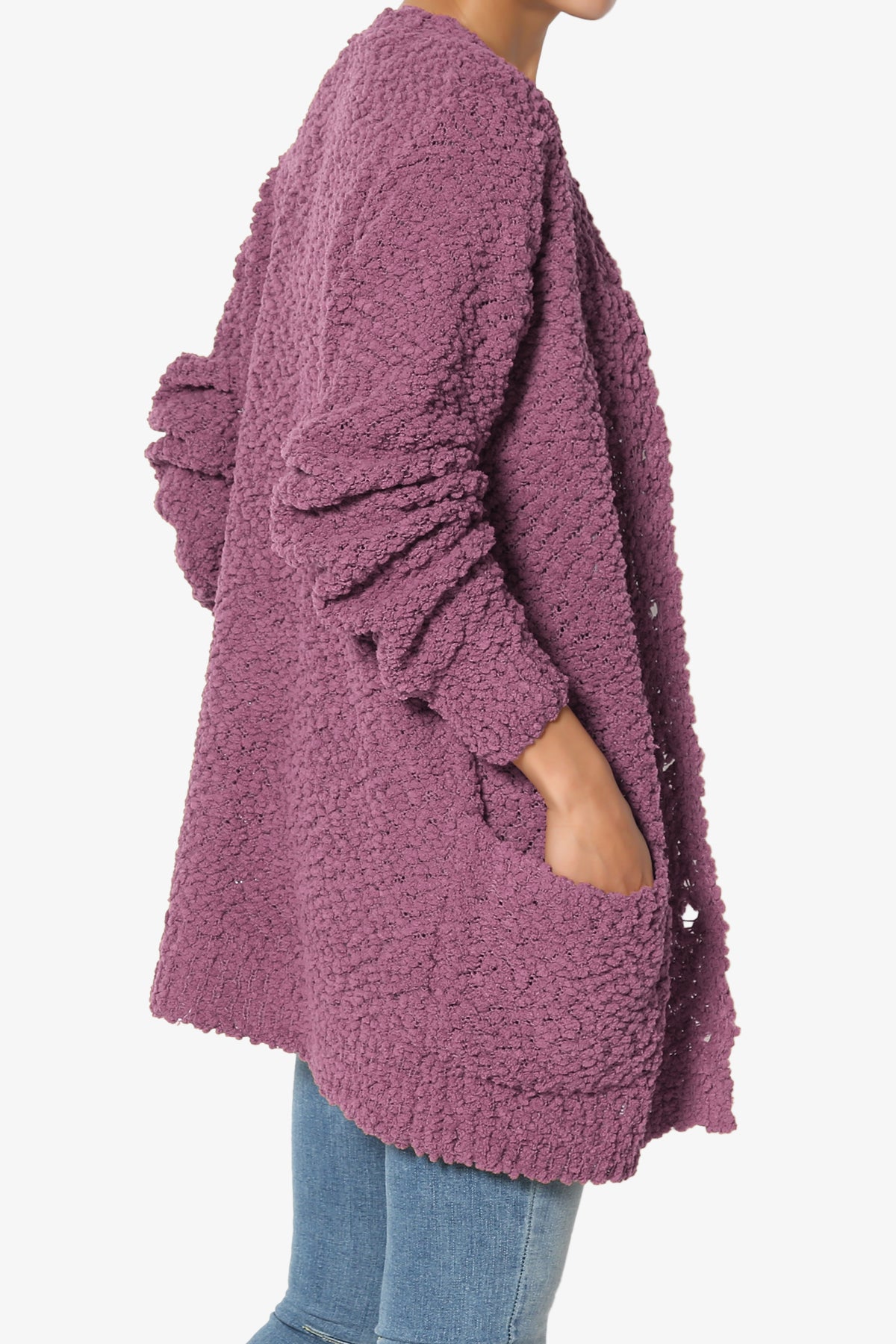 Load image into Gallery viewer, Barry Button Teddy Knit Sweater Cardigan DUSTY PLUM_4
