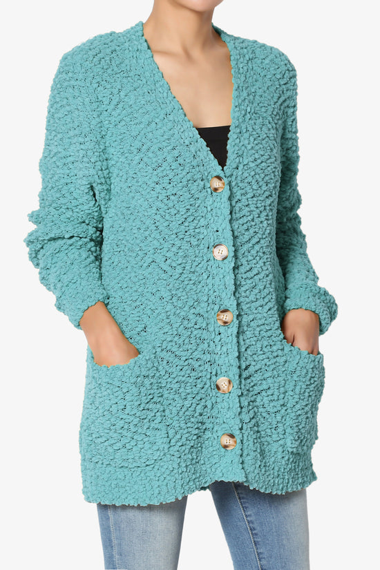 Barry Button Teddy Knit Sweater Cardigan DUSTY TEAL_3
